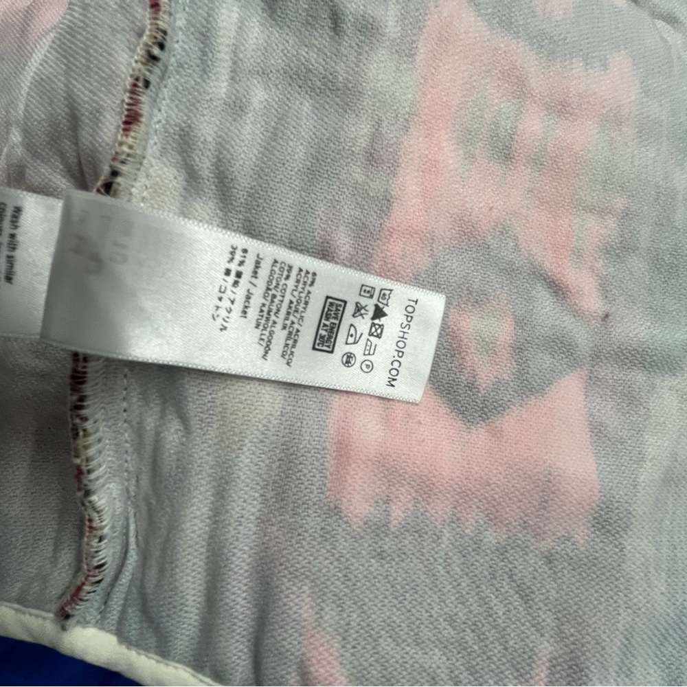 Topshop Embroidered Jacquard Aztec Blazer Jacket US 10 Pink Red Cream Blue - Picture 8 of 8